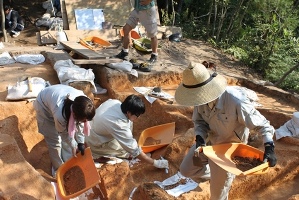 鳥取県普段寺古墳群の発掘調査の写真